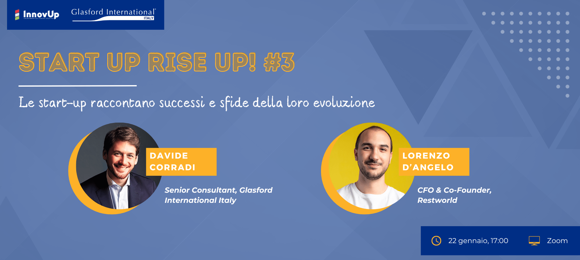 Terzo appuntamento di Start Up Rise Up con Lorenzo D'Angelo